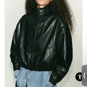 Zara faux leather bomber